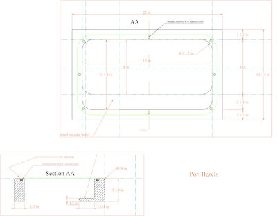 Plan for the custom wooden port bezels on aluminum expedition sailboat Morgan's Cloud