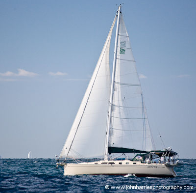 A Saga 43 under sail