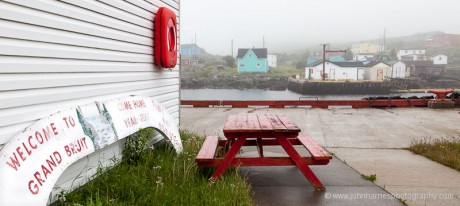 JHH5II-16732 Welcome to Grand Bruit, Newfoundland sign reading Tiny But Beautiful