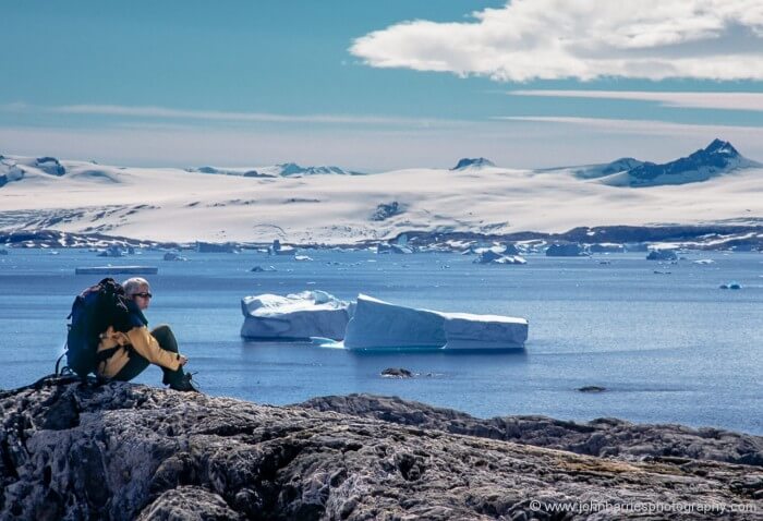 Phyllis contemplates the meaning of Adventure at the same fjord on the east coast where Fridtjof Nansen started the heroic age of exploration with his 1888 transit of Greenland.